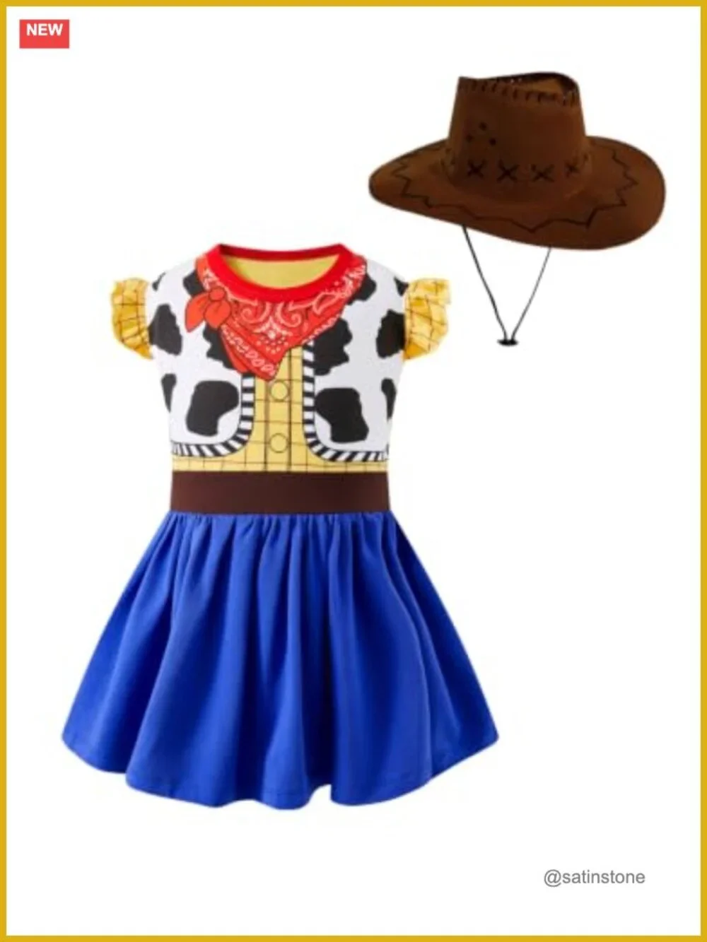 Toddler Girls Cowgirl Costume with Hat Skirt Halloween Party Cosplay